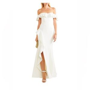 Rebecca Vallance Aegean Off The Shoulder Lace Up Crepe Gown Size 2 (UK 6)